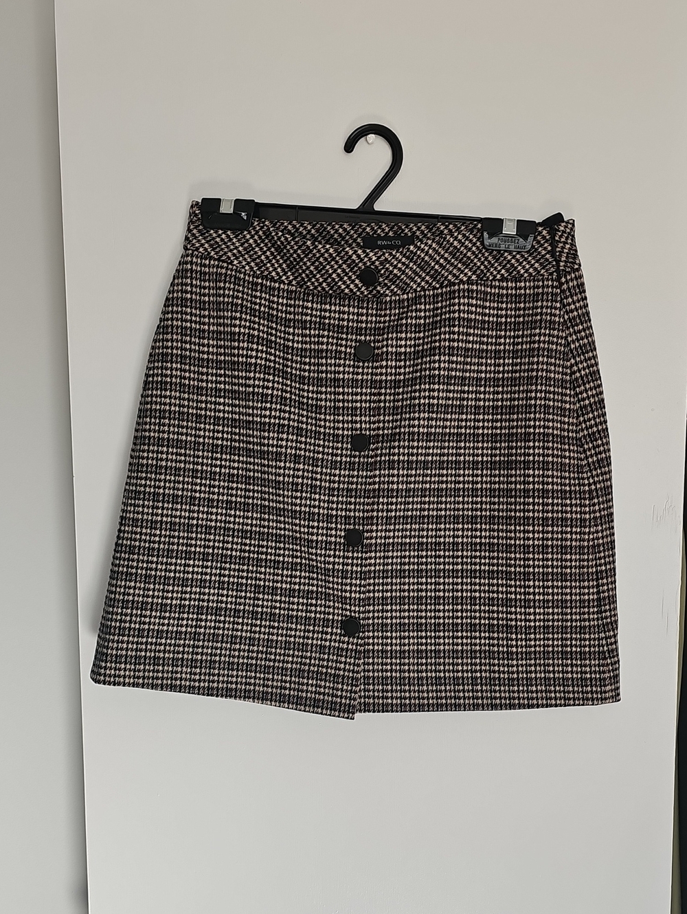 RW&CO. Black and Cream Houndstooth Button-Front Mini Skirt BNWT
